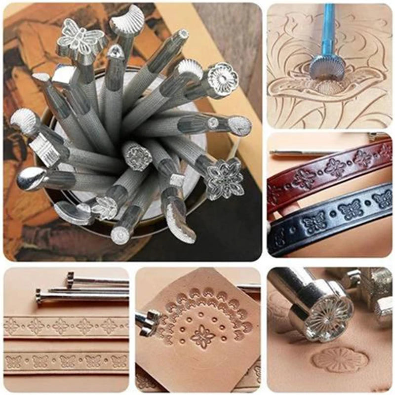 Ferramentas de escultura - de couro artesanal - faca rotativa - processamento de couro de metal - carimbo de sela - ferramenta artesanato - 22/21/1 Peças