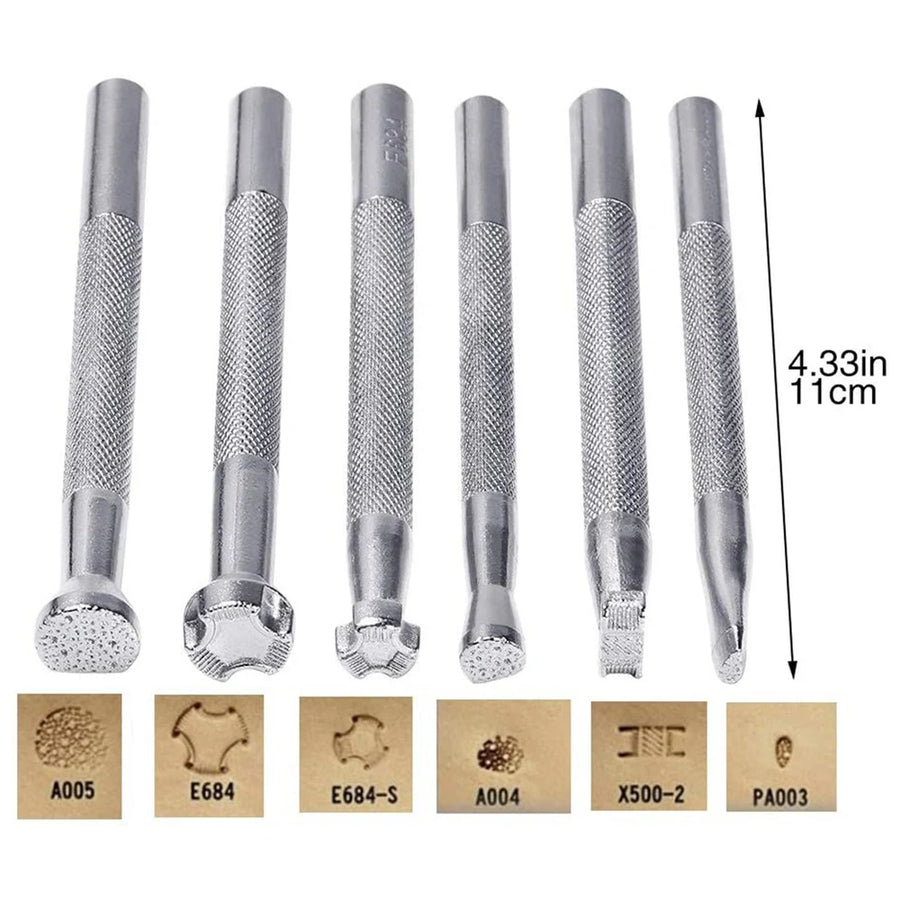Kit 6 peças - Carimbo Couro - Balaiado - profissional - selos para couro artesanato - trabalho profissional - 11cm - 6 peças