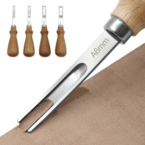 Desquinadores - A4mm a6mm a8mm a10mm - artesanato em couro - borda chanfrada - faca de corte - com punho de madeira - várias opções