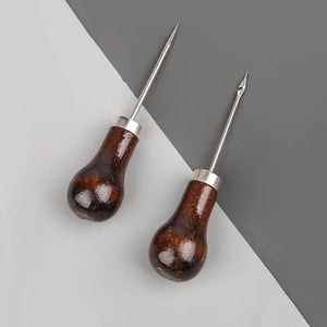 Kit 2 Sovelas cabo de madeira maciça furador sapatos de couro e costura