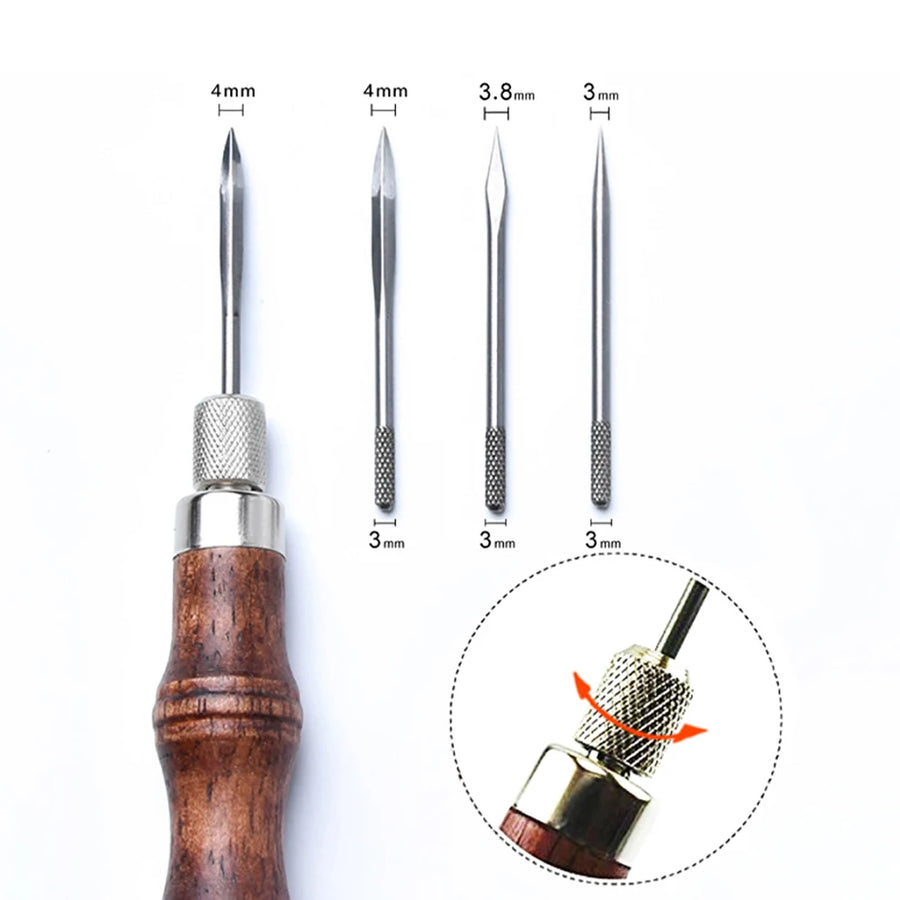 Kit - Cravador de corte - Sovela - 4 em 1 - losango perfuração - ferramentas de costura de couro