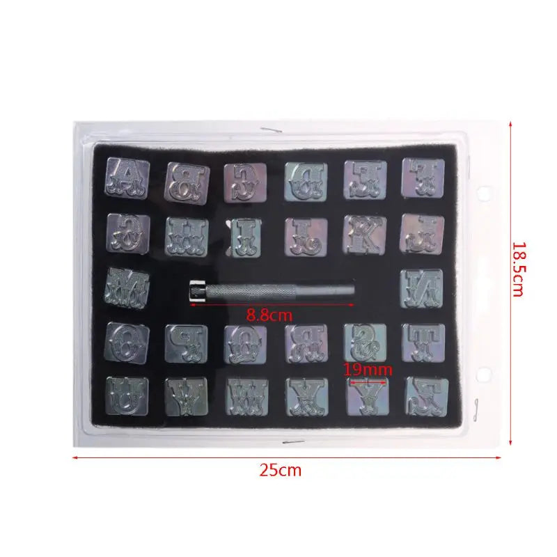Letras - Alfabeto Aço - para couro - Stampagem - Kit Artesanato De Couro - Ferramentas De Perfuração De Metal - 26Pcs