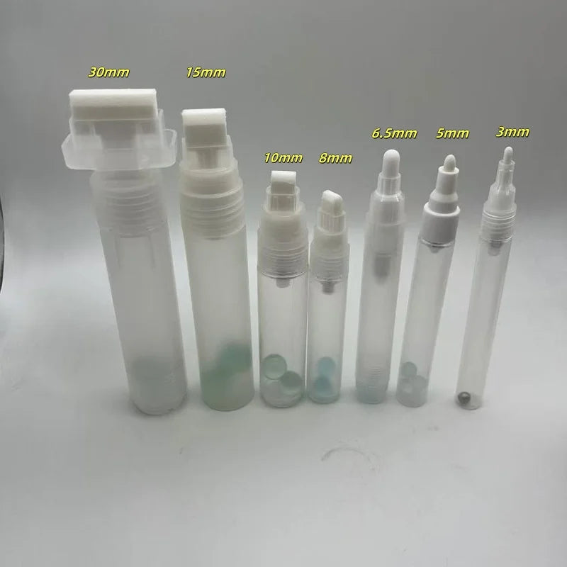 Conjunto de 7 peças de hastes de plástico vazias para caneta 3mm 8mm 10mm 15mm 30mm pintura em couro