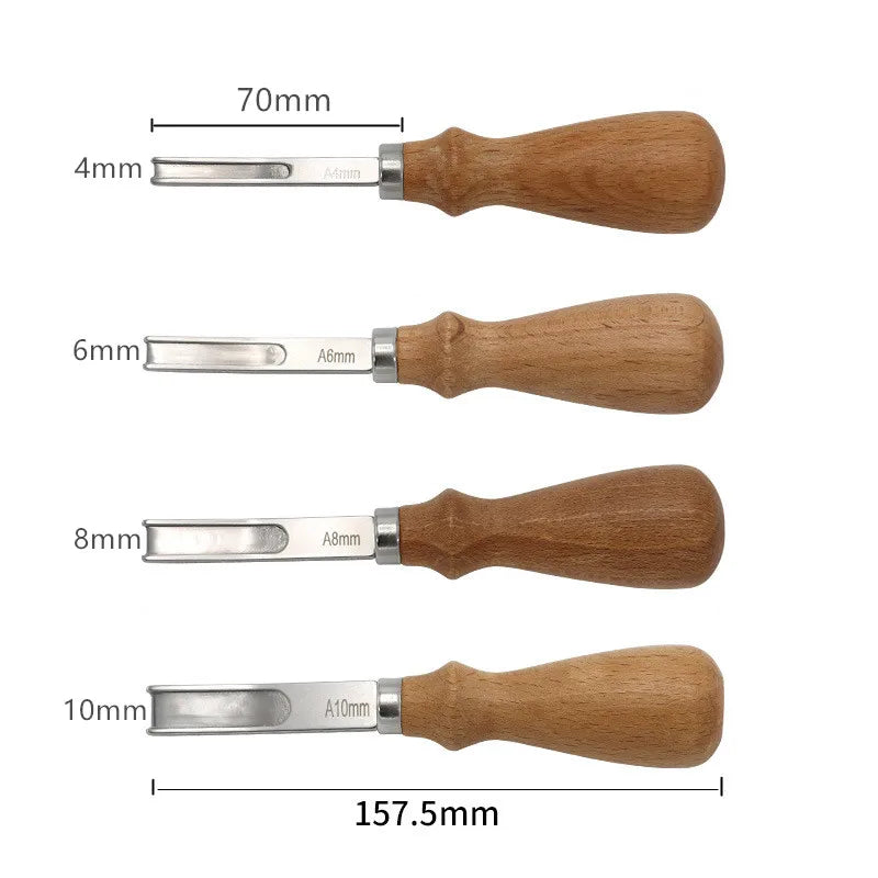 Desquinadores - A4mm a6mm a8mm a10mm - artesanato em couro - borda chanfrada - faca de corte - com punho de madeira - várias opções